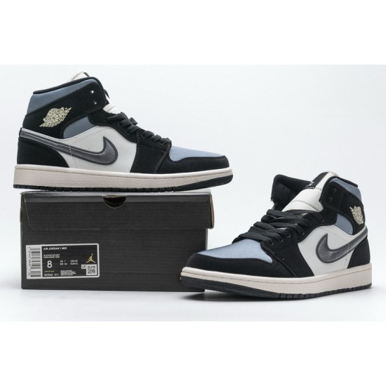 Air Jordan 1 Mid SE "Satin Grey" Black Grey 852542-011