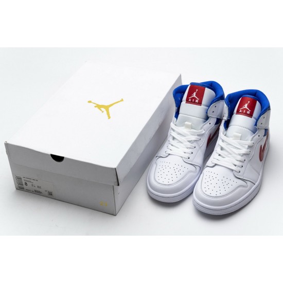 Air Jordan 1 Mid SE "USA" White Blue Red BQ6472-164