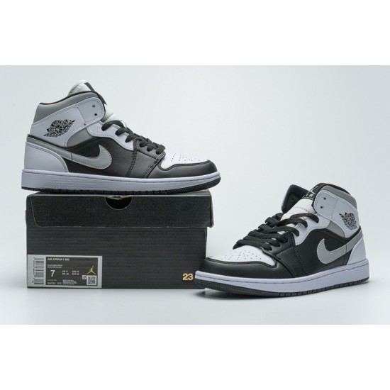 Air Jordan 1 Mid "White Shadow" Black White Grey 554724-073 36-45