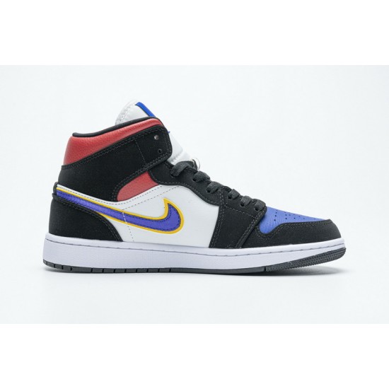 Air Jordan 1 Mid "Lakers Top 3" Red Blue Black 852542-005 36-46