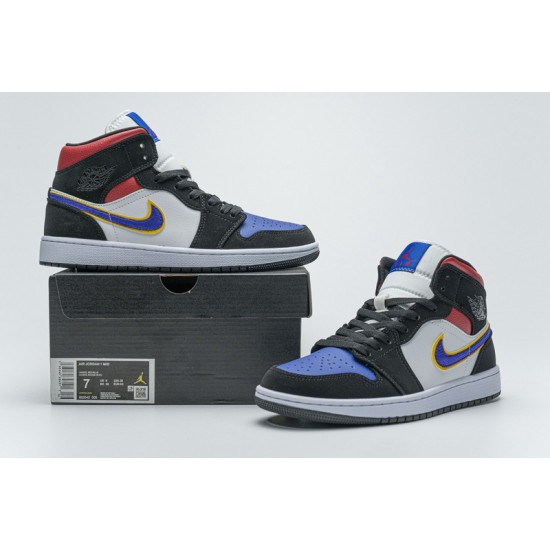 Air Jordan 1 Mid "Lakers Top 3" Red Blue Black 852542-005 36-46