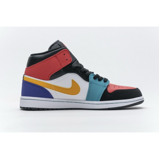 Air Jordan 1 Mid "White Red Multi" Blue Red 554724-125