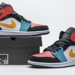 Air Jordan 1 Mid "White Red Multi" Blue Red 554724-125