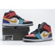 Air Jordan 1 Mid "White Red Multi" Blue Red 554724-125