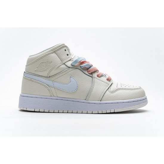 Air Jordan 1 Mid GG "Multi Color Swoosh" White Blue Pink 555112-035