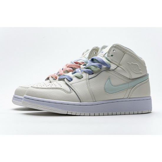 Air Jordan 1 Mid GG "Multi Color Swoosh" White Blue Pink 555112-035