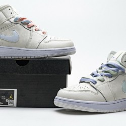 Air Jordan 1 Mid GG "Multi Color Swoosh" White Blue Pink 555112-035