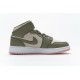 Air Jordan 1 Mid GS "Trooper Bleached Coral" Green White 555112-225