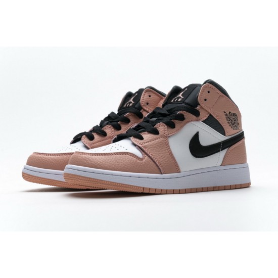 Air Jordan 1 Mid "Pink Quartz" Blakc White Pink 555112-603