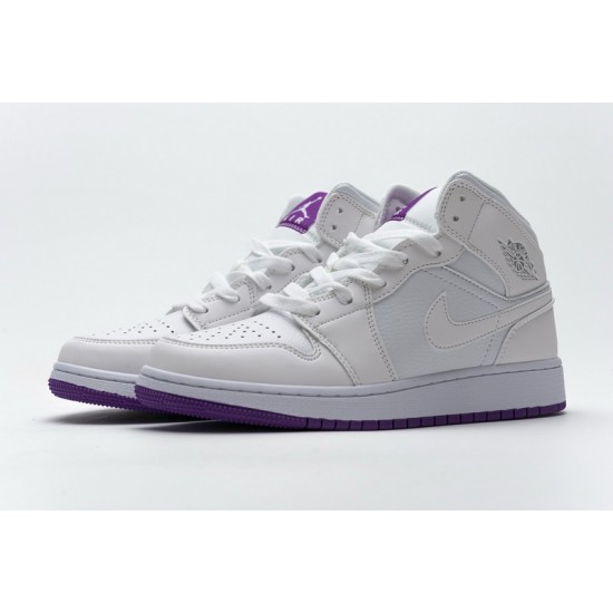 Air Jordan 1 Mid SE "White Fuchsia Blast" White Purple 555112-100