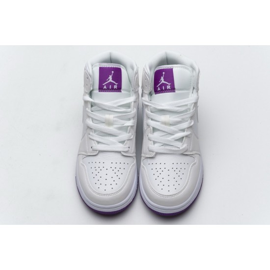 Air Jordan 1 Mid SE "White Fuchsia Blast" White Purple 555112-100