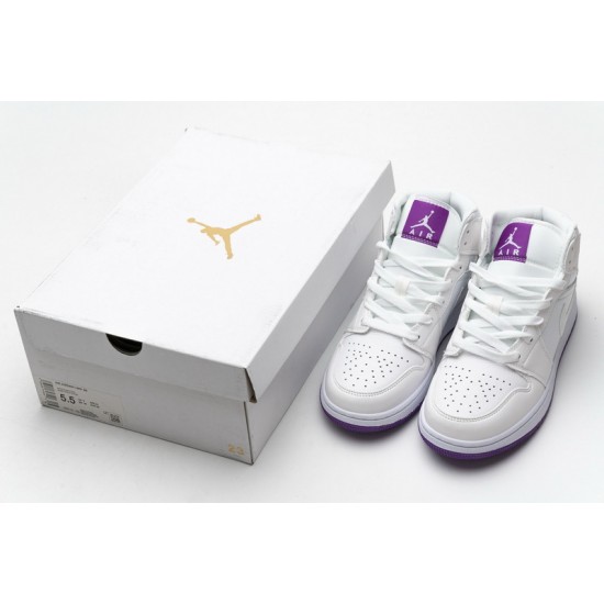 Air Jordan 1 Mid SE "White Fuchsia Blast" White Purple 555112-100