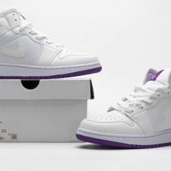 Air Jordan 1 Mid SE "White Fuchsia Blast" White Purple 555112-100