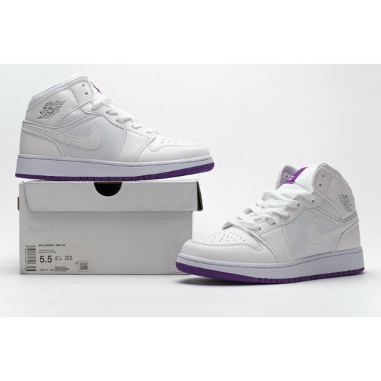 Air Jordan 1 Mid SE "White Fuchsia Blast" White Purple 555112-100