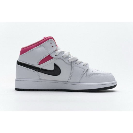 Air Jordan 1 Mid "Hyper Pink" White Black Pink 555112-106