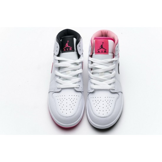 Air Jordan 1 Mid "Hyper Pink" White Black Pink 555112-106