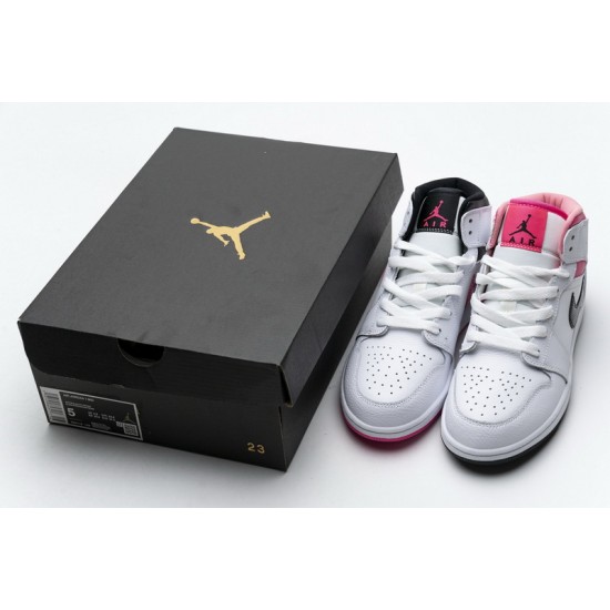 Air Jordan 1 Mid "Hyper Pink" White Black Pink 555112-106