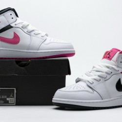 Air Jordan 1 Mid "Hyper Pink" White Black Pink 555112-106