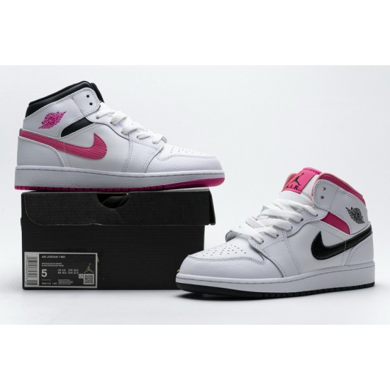 Air Jordan 1 Mid "Hyper Pink" White Black Pink 555112-106