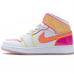 Air Jordan 1 Mid GS "Edge Glow" White Yellow Pink CV4611-100