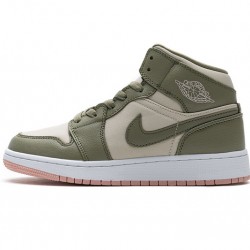 Air Jordan 1 Mid GS "Trooper Bleached Coral" Green White 555112-225
