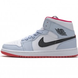 Air Jordan 1 Mid "Half Blue" Polka Dot Blue Red 555112-400