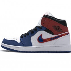 Air Jordan 1 Mid "Multicolor Swoosh" White Blue Red 852542-146