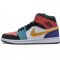 Air Jordan 1 Mid "White Red Multi" Blue Red 554724-125