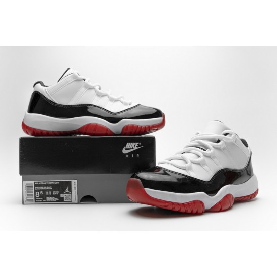 Air Jordan 11 Low "White Bred" Black White Red AV2187-160
