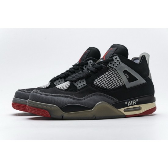Off-White x Air Jordan 4 "Bred" Black Grey Red CV9388-001