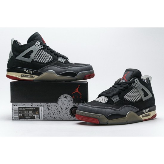 Off-White x Air Jordan 4 "Bred" Black Grey Red CV9388-001