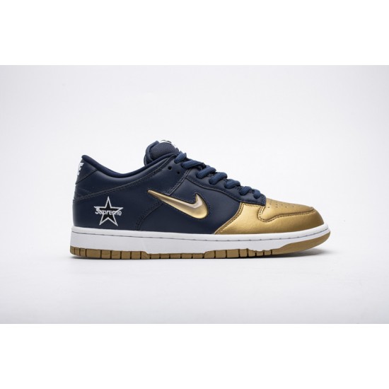Supreme x Nike SB Dunk Low OG "Jewel Swoosh Gold" Blue Gold CK3480-700