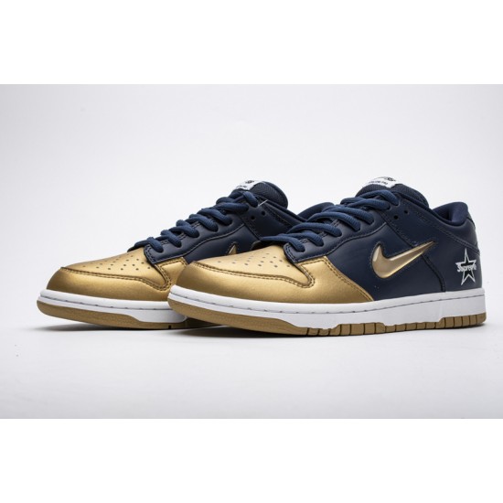Supreme x Nike SB Dunk Low OG "Jewel Swoosh Gold" Blue Gold CK3480-700