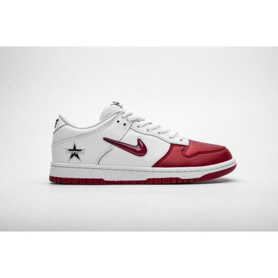 Supreme x Nike SB Dunk Low OG "Jewel Swoosh Red" White Red CK3480-600