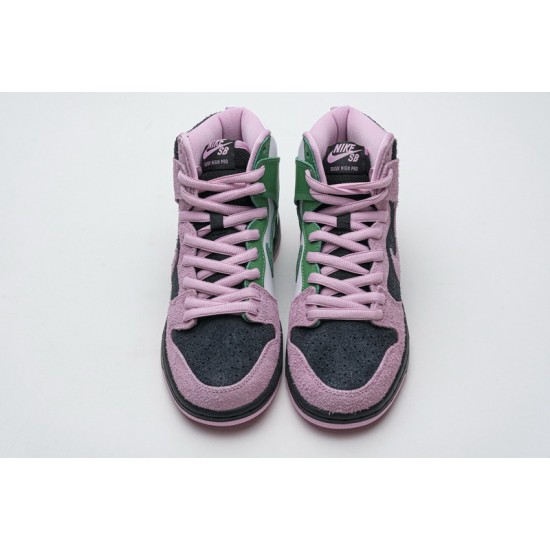 Nike SB Dunk High Pro Prm "Invert Celtics" Black Pink Green CU7349-001