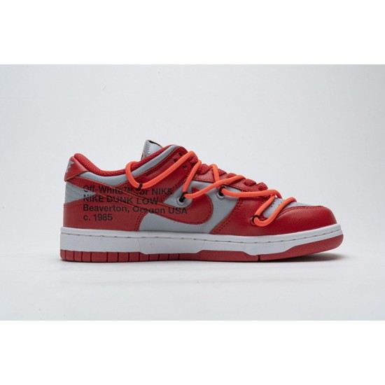 Off-White x Nike Dunk Low "University Red" Red Gray CT0856-600