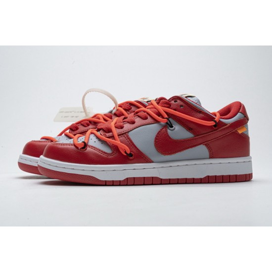 Off-White x Nike Dunk Low "University Red" Red Gray CT0856-600