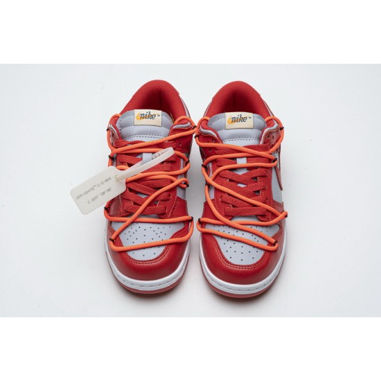 Off-White x Nike Dunk Low "University Red" Red Gray CT0856-600