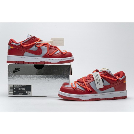 Off-White x Nike Dunk Low "University Red" Red Gray CT0856-600