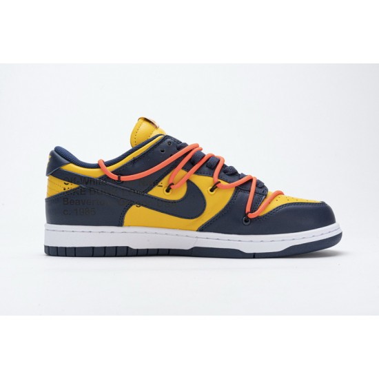 Off-White x Nike Dunk SB Low "White Michigan" Blue Yellow CT0856-700