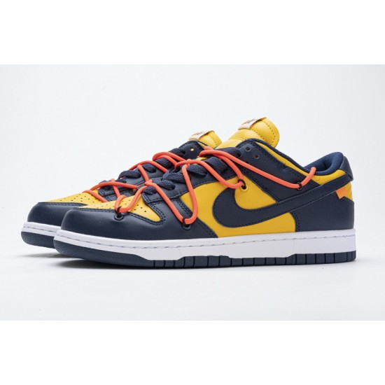 Off-White x Nike Dunk SB Low "White Michigan" Blue Yellow CT0856-700