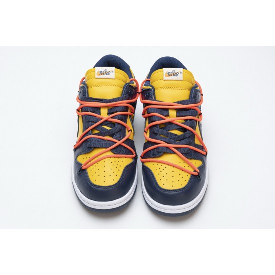 Off-White x Nike Dunk SB Low "White Michigan" Blue Yellow CT0856-700