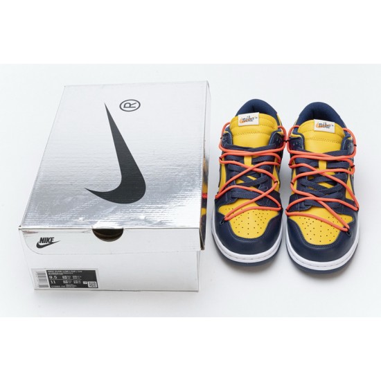 Off-White x Nike Dunk SB Low "White Michigan" Blue Yellow CT0856-700