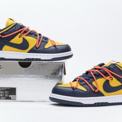Off-White x Nike Dunk SB Low "White Michigan" Blue Yellow CT0856-700