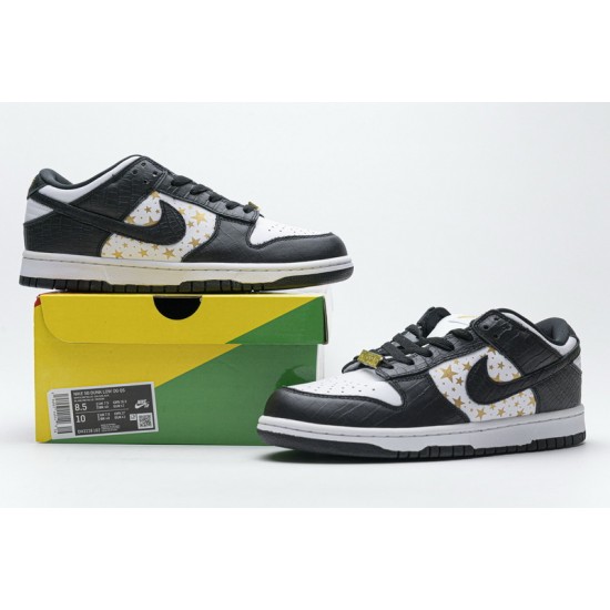 Supreme x Nike SB Dunk Low "Black Stars" Black White DH3228-102