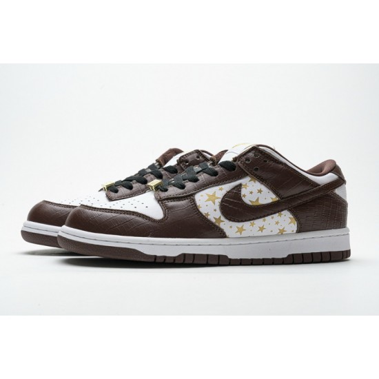 Supreme x Nike SB Dunk Low "Brown Stars" Brown White DH3228-103