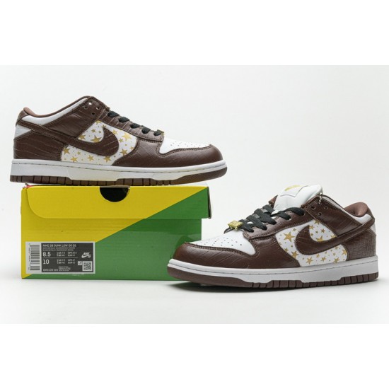 Supreme x Nike SB Dunk Low "Brown Stars" Brown White DH3228-103
