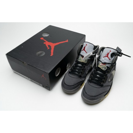 Off-White x Air Jordan 5 "Muslin" Black Grey CT8480-001