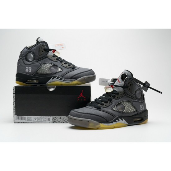 Off-White x Air Jordan 5 "Muslin" Black Grey CT8480-001