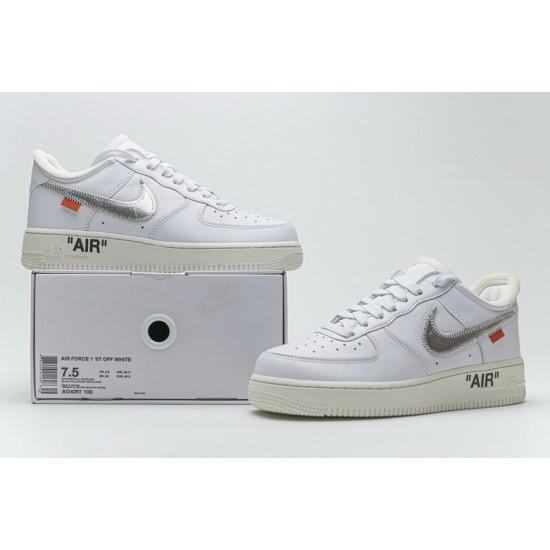 Off-White x Nike Air Force 1 07 Low "Conplex Con" White Silver AO4297-100